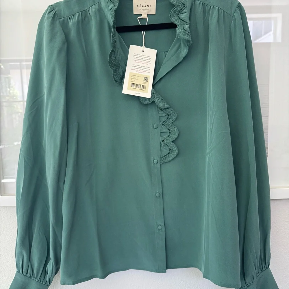 NWT Sezane Chlo Silk Blouse - Picture 2 of 4